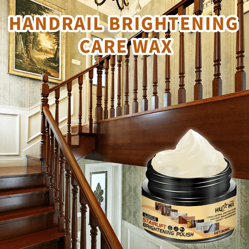 Instant Handrail Polish Paste for Wood, nourish scratched stair rails with sponge, natural shine