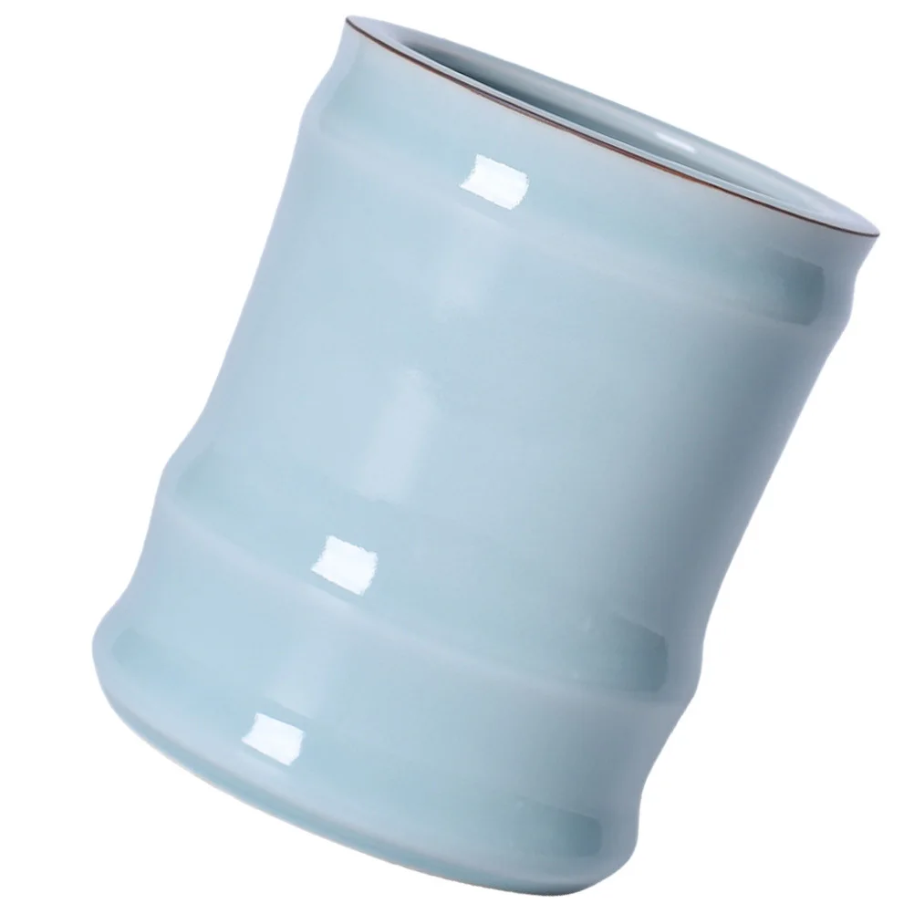 1 قطعة حامل قلم أسطواني السيراميك الخط فرشاة تخزين جرة منظم سطح المكتب الخزف حامل القلم الرصاص نمط خمر