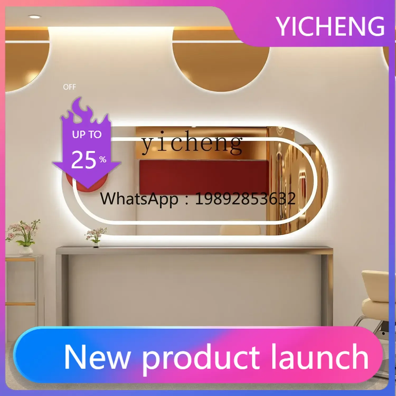 LYY Barber Shop Chase Mirror Hair Salon Mirror Desktop Perm, Dyeing and Cut Hair Wall Hanging Horizontal Mirror