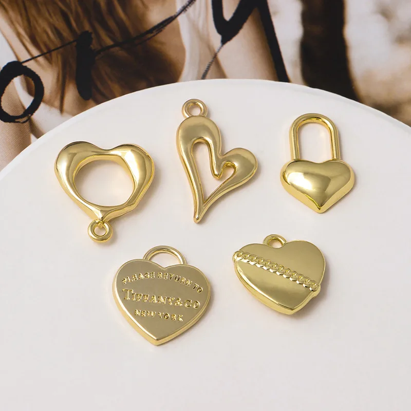 10pcs Golden Color Star Pendant Base Handmade Love Heart Hollow Pendants for Diy Earrings Necklace Bracelet Jewelry Making