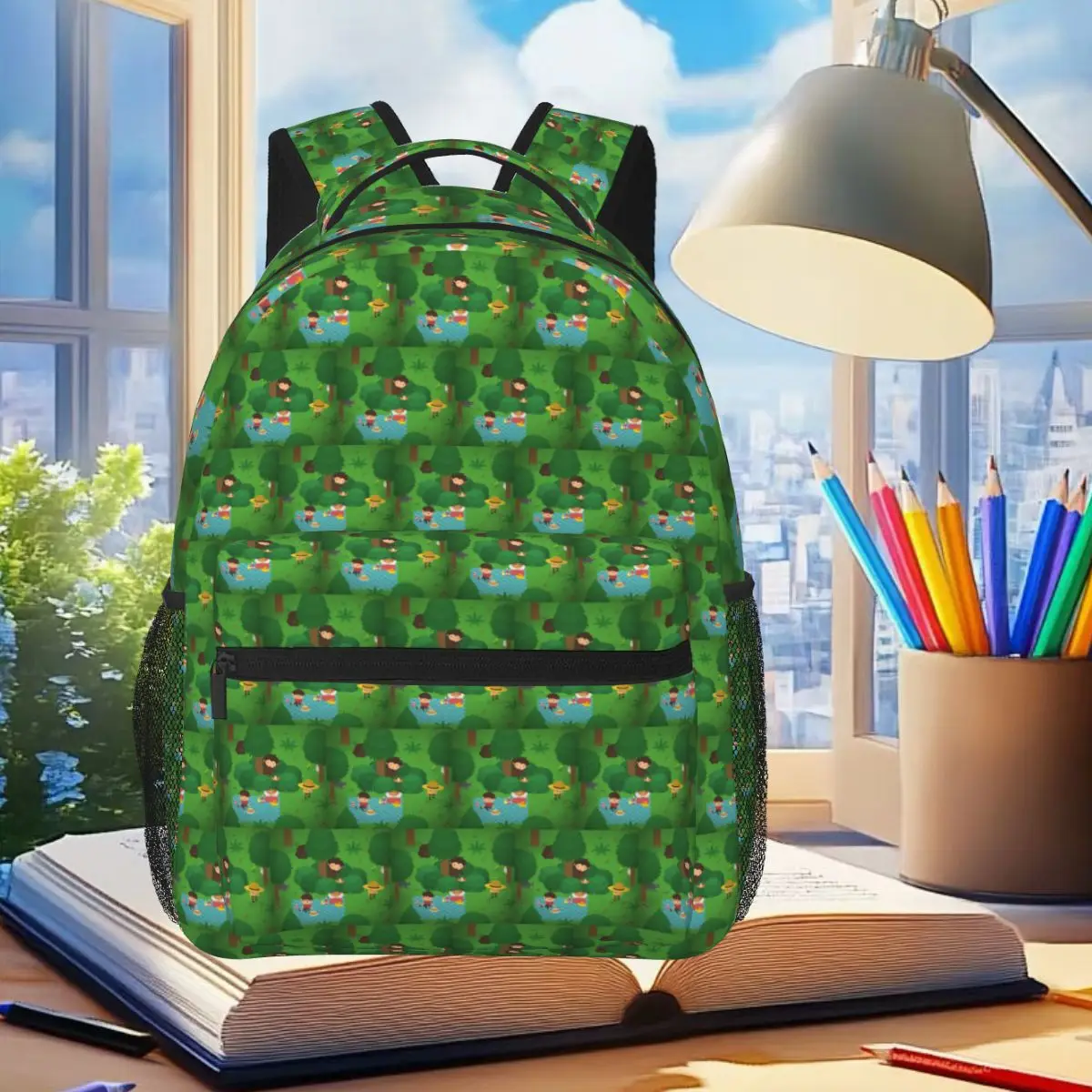 

Sneaky Sasquatch Picnic Backpack Student Boys Girls BookBag Kids School Bag Computer Shoulder Bags for Men Women