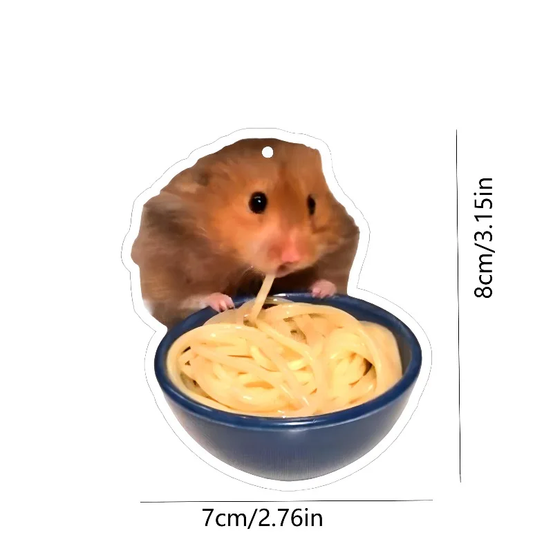 Car Air Freshener Cute Hamster Eating Pasta Meme Hanging Scent Card for Car Interior Rearview Mirror Ornament Gift