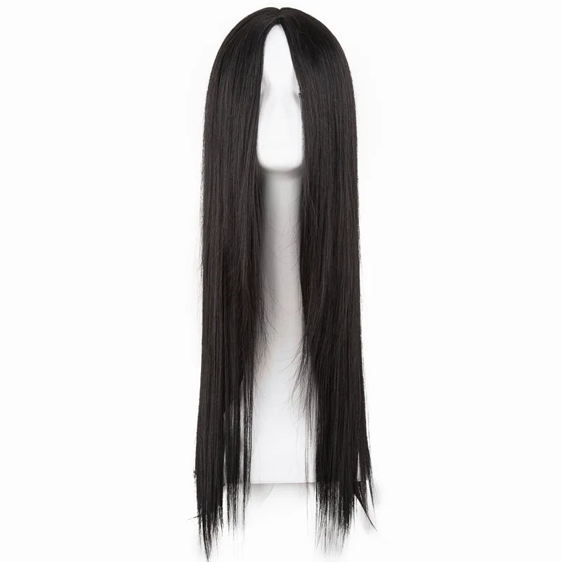 Fei-Show Brown Wig Synthetic Heat Resistant Fiber Long Straight Hair Female Salon Women Middle Part Line Party Hairpiece