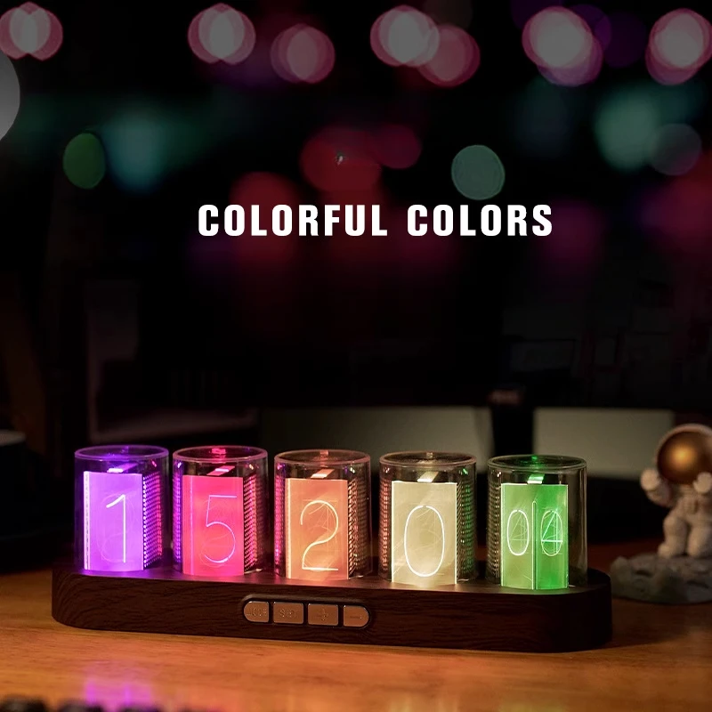 

Overseas popular amz RGB glow tube clock desktop creative ornament digital clock