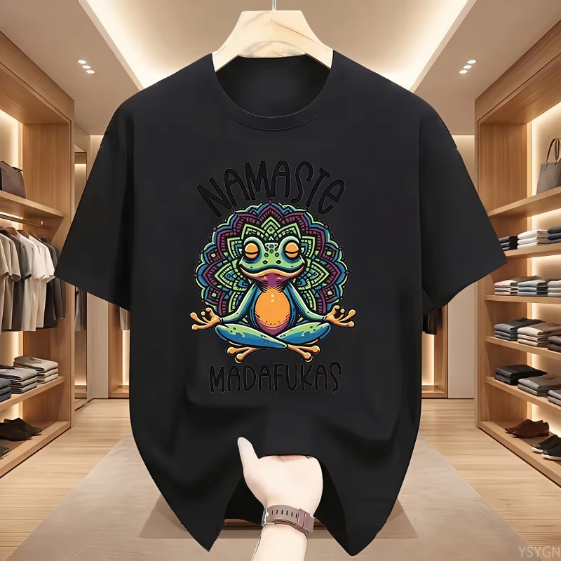 Funny Yoga T Shirt Frog Self Care T-Shirt Short Sleeve Positive Cottagecore Namaste Tee Men Women Mens Clothes Streetwear
