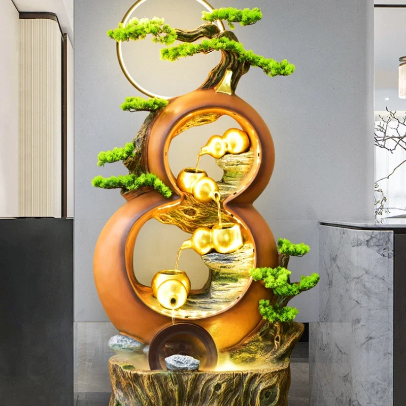 Water Living Room Gourd Fortune Fountain Landscape Decorations Office Fengshui Wheel Floor Ornaments