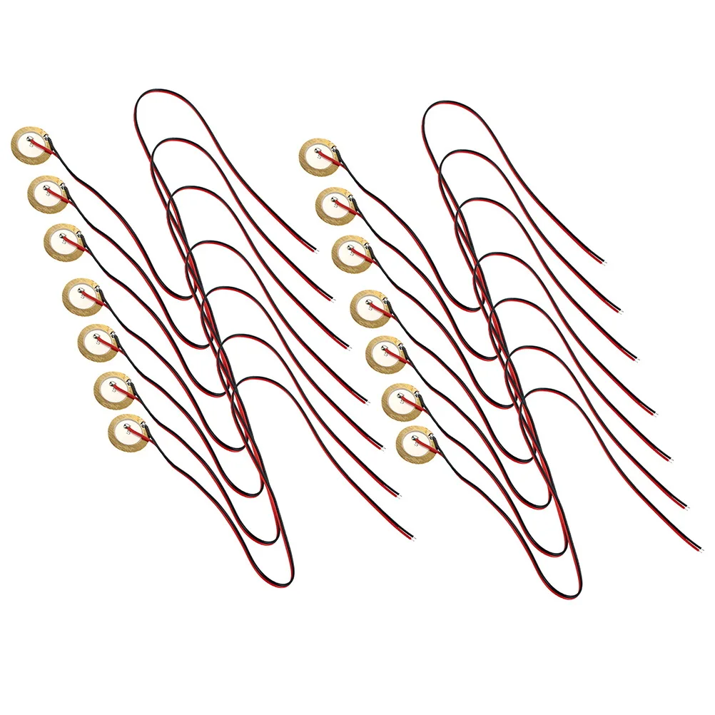 

12 PCS Buzzer Guitar Pickup Piezo Disc Discs with Leads Microphone Peizo Transducer Piezoelectric Trigger Drum Acoustic Sensor