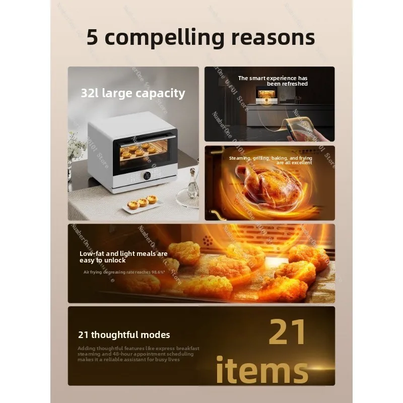 Smart Steam Oven Air Fryer Combo, Voice & WiFi Control, Multi-Function Electric Steamer for Home
