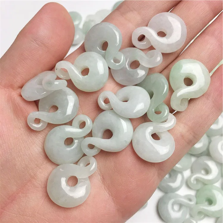 

Natural Myanmar jadeite hand-carved gourd DIY 100% real jade bracelets scattered beads accessories jade necklace