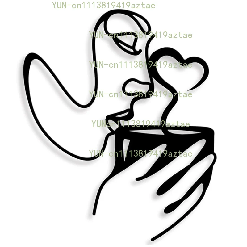 ABRE-Metal Coffee Wall Art Decor,Minimalist Women Drink Coffee Shape Wall Art, Modern Abstract Line Drawing Coffee Sculptures Du