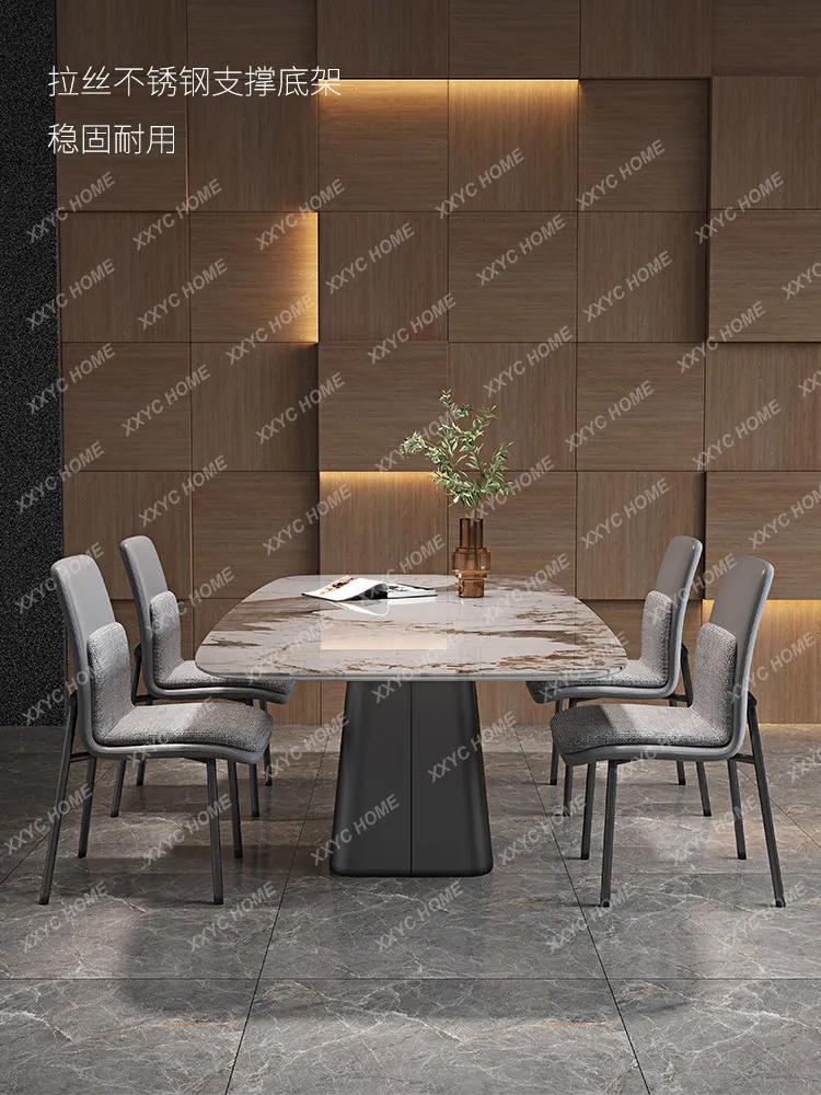 

M Light luxury rock slab dining table Household small apartment rectangular dining table Modern simple marble table