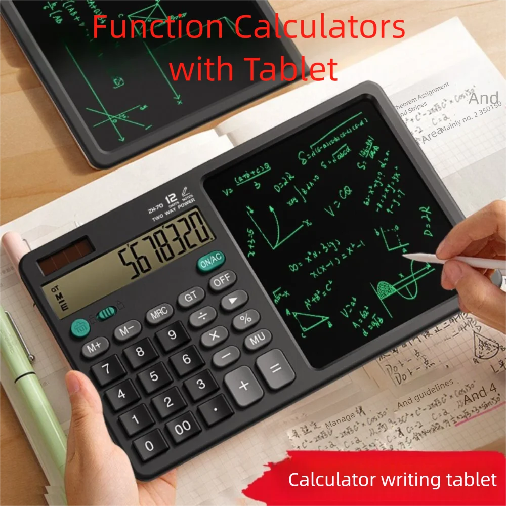 2in1 Scientific Calculator Portable Erasable Office LCD Drawing Pad Multifunctional Large Screen Display