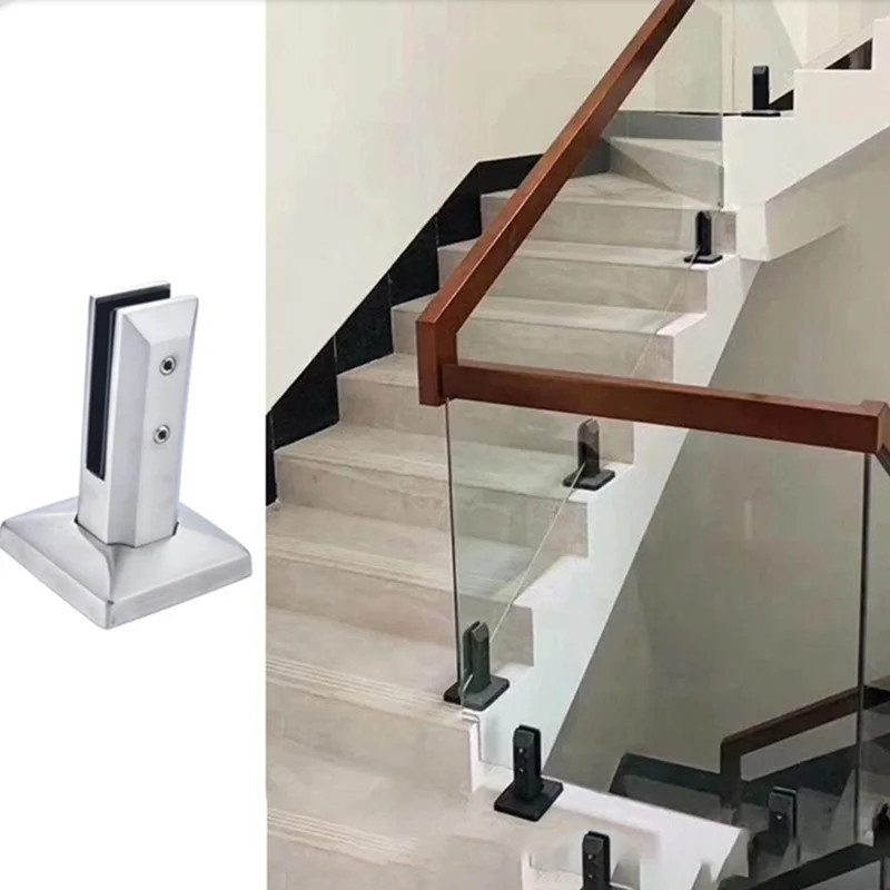 304 Stainless Steel Glass Clip Bathroom Swimming Pool Clip Non-punching Base Fixed Stairs Tempered Glass Clips