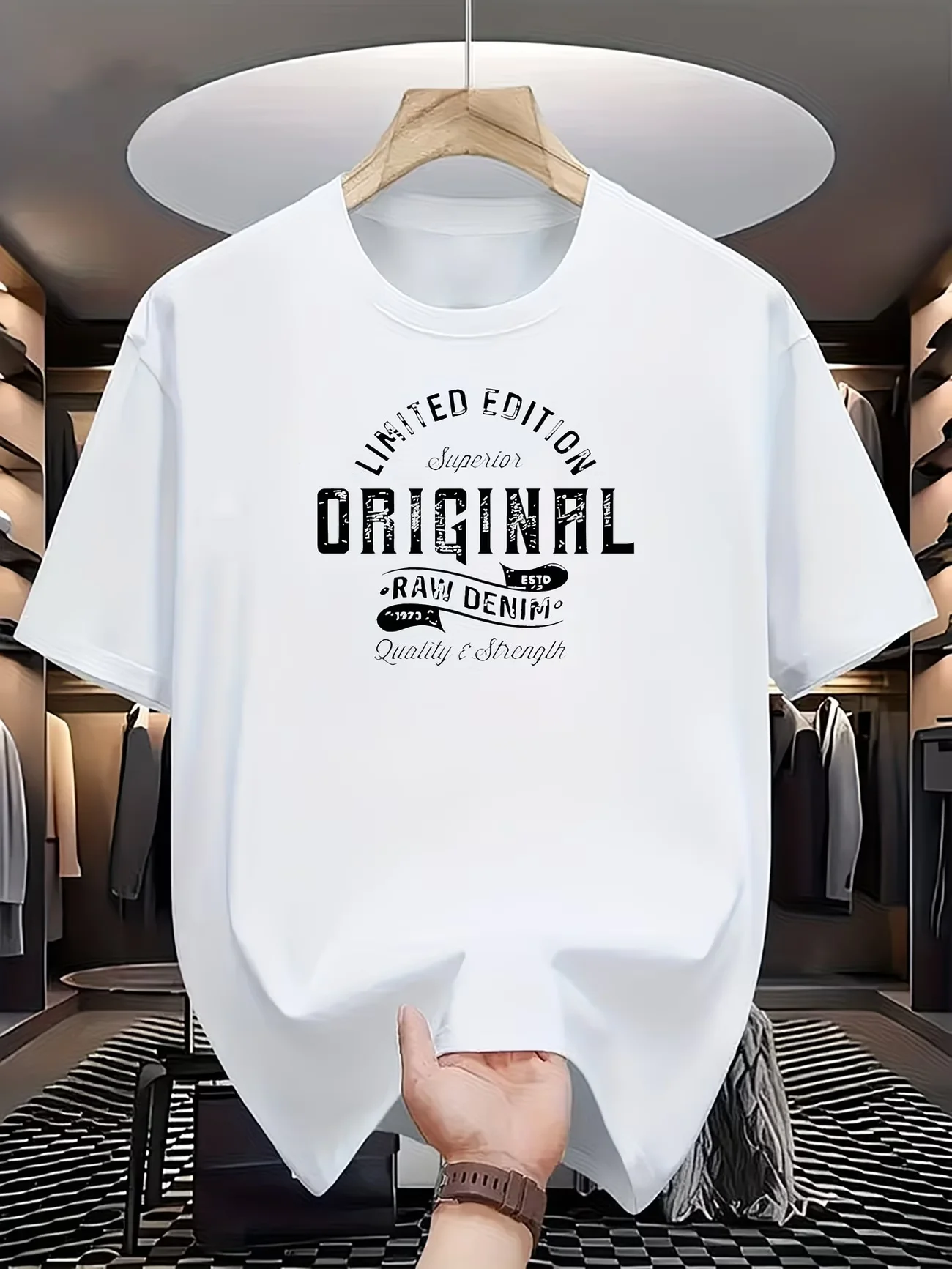 Summer men's casual sports loose large print comfortable round neck short sleeved T-shirt top
