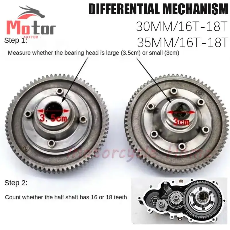 30mm/35mm 16T/18T Montage Modifikation Dreirad Getriebe Zubehör Dreirad elektrische Differential Getriebe Montage