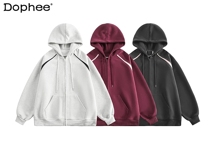 

Vintage Fashion Trend Cardigan Hooded Sweatshirt Stylish Men's Autumn Casual Loose Youth Popular Long Sleeve Cardigan Jacket