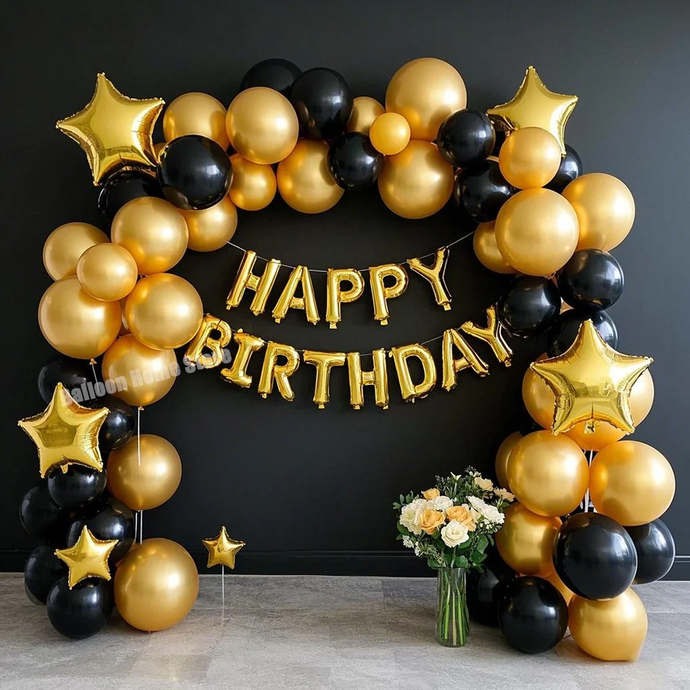 

Black Golden Balloon Garland Arch Set 88pcs Gold Black Balloons Birthday Baby Shower Valentine Wedding Gender Reveal Party Decor