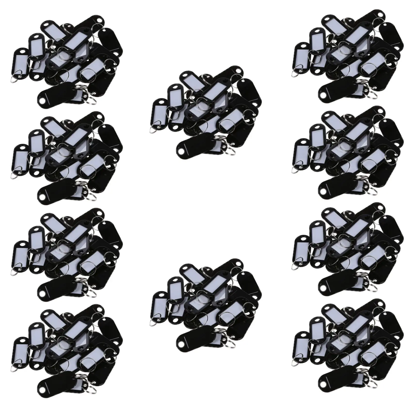 Delicate Texture-200 Pcs Key ID Label Tags Split Ring Keyring Keychain Black
