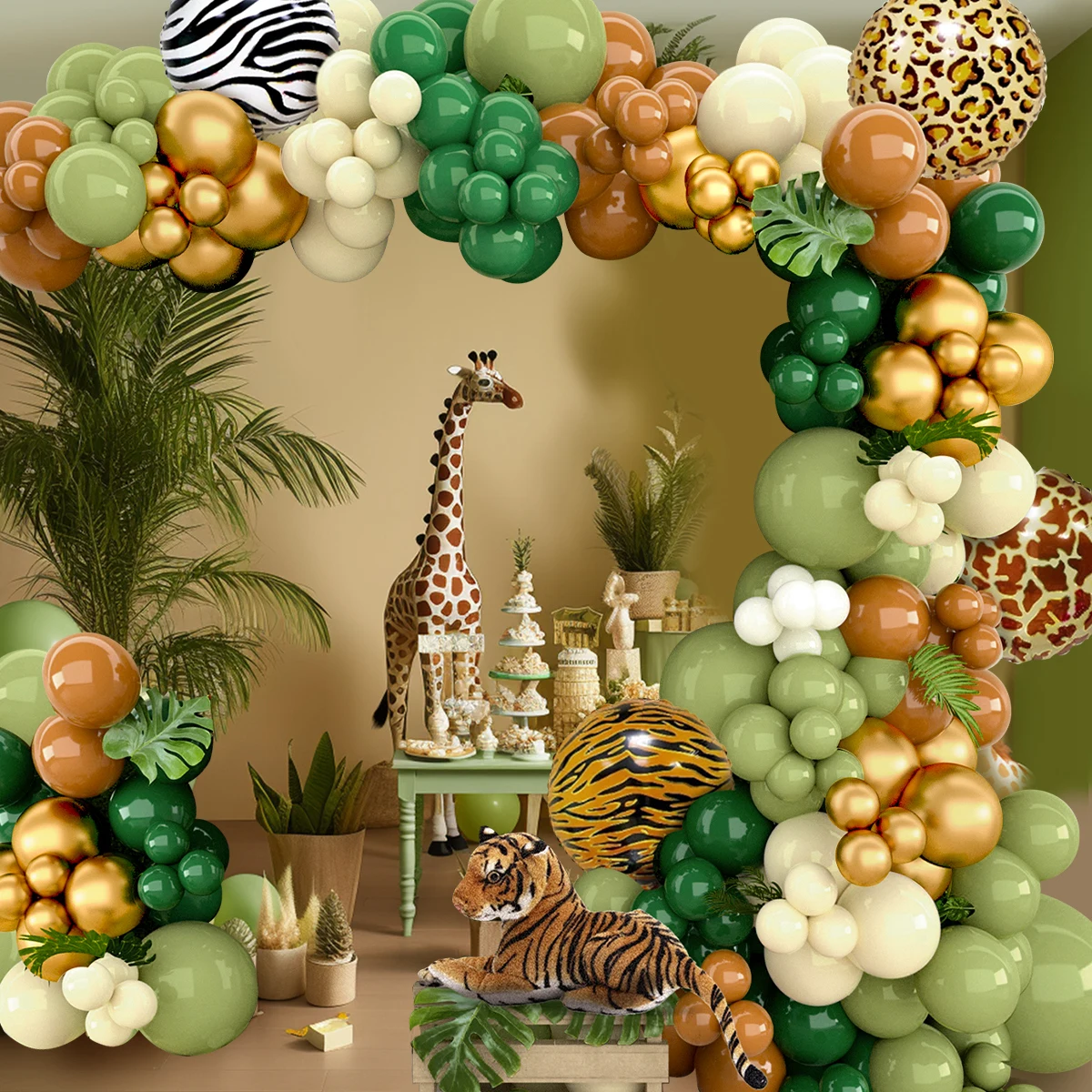 Jungle Animal Balloon Garland Arch Kit 1st Birthday Party Decoration Kids Boy Baby Shower Safari Decor Latex Balloons