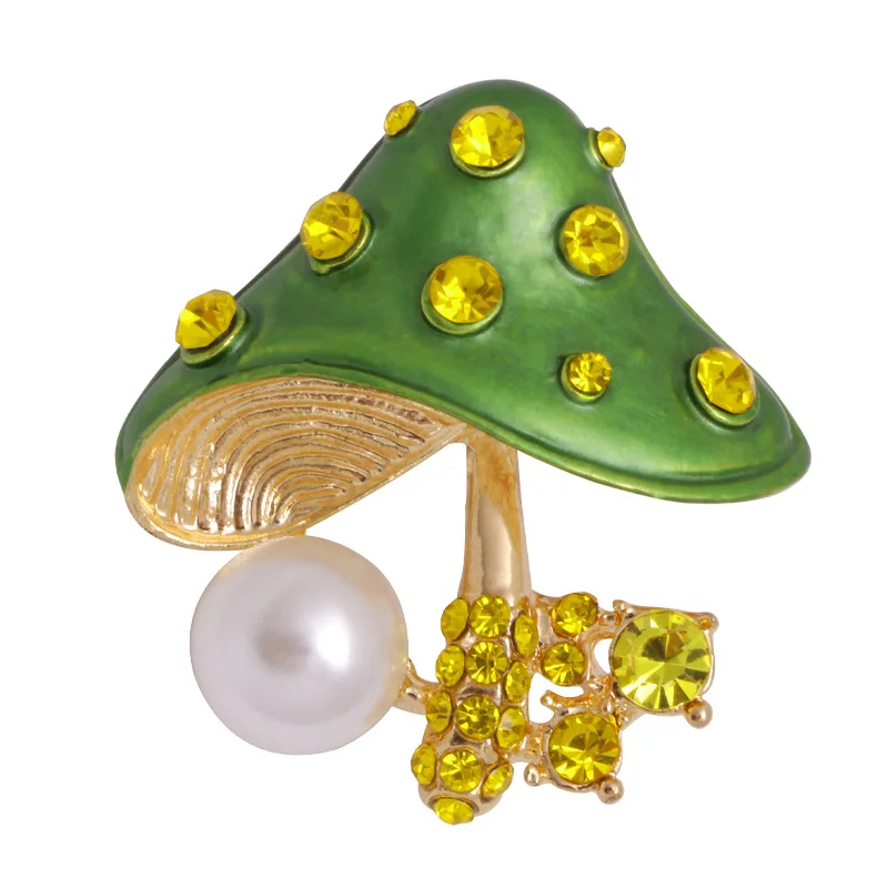 Fashion Pearl Fruit Brooch Grape Cherry Pin Rhinestone Drip Oil Corsage Pineapple Pomegranate Lotus Flower Mushroom Brooches