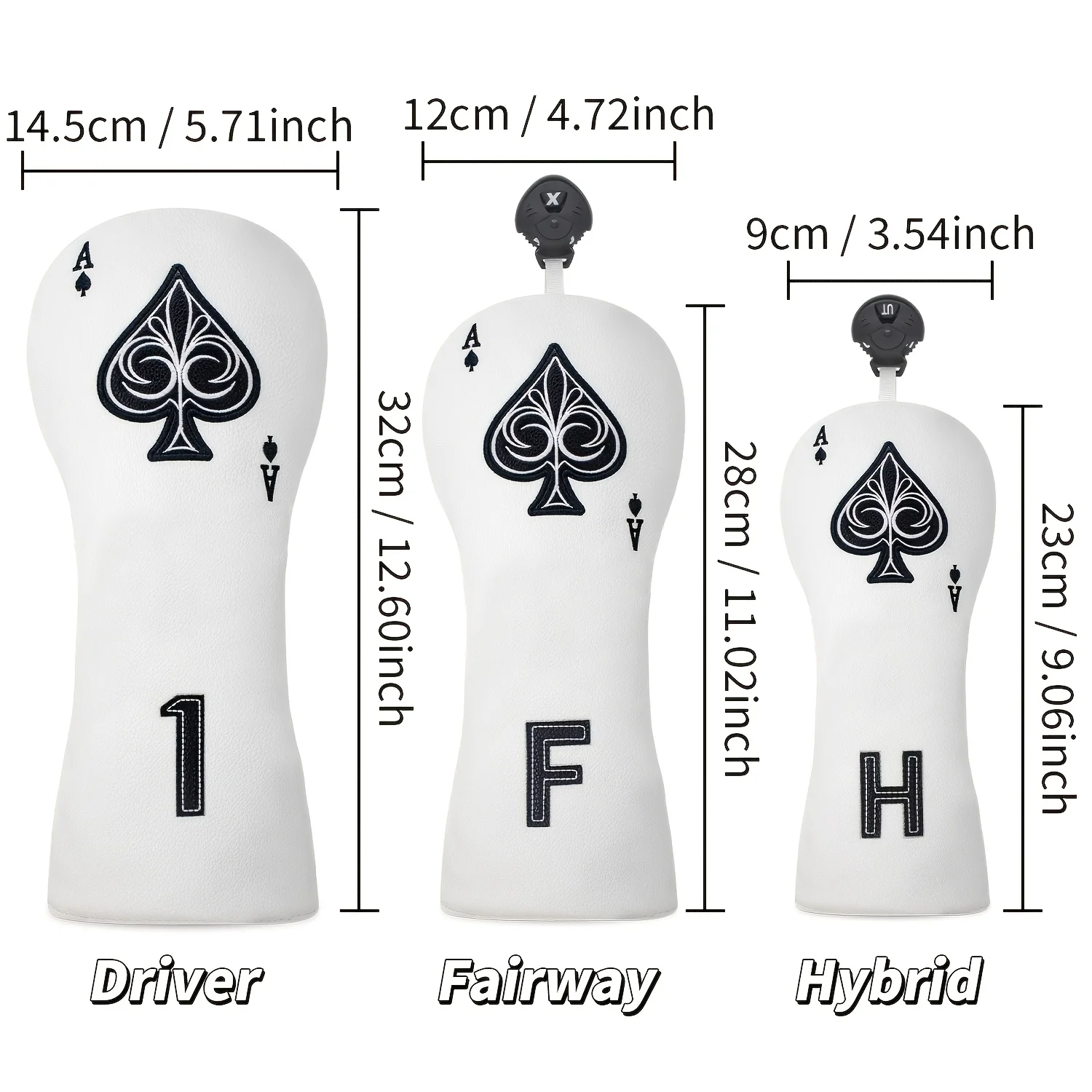 1pc/3pcs Playing Card Spade Pattern Golf Head Covers, Fits Driver, Fairway Wood And Hybrid Clubs, Unisex Design, - view 6