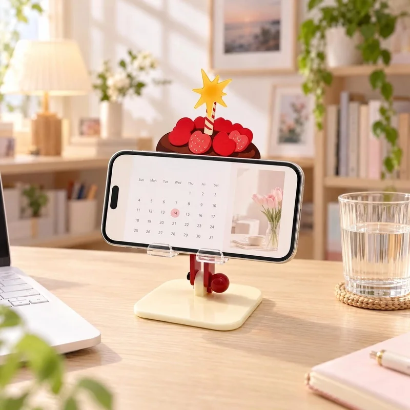 Cute Cake Phone Ipad & Tablet Stand Universal Acrylic Ins Style Foldable Adjustable Lift Desktop Holder Office Lazy Bracket
