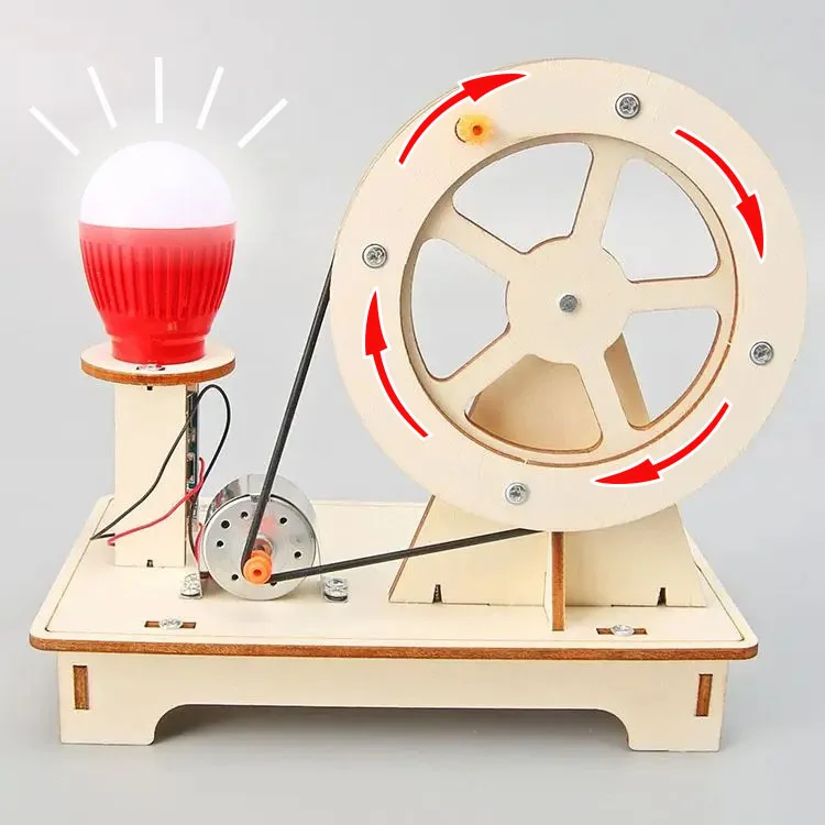 Hand-cranked Generator Student Science and Technology Children's Handmade Diy Material Montessori Toy Wooden Assembly Toy