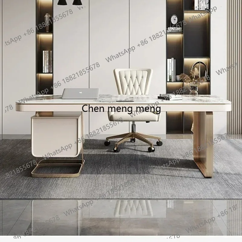 

Modern Simple and Light Luxury Designer Model Stone Plate Desk Home Paint Office Desk