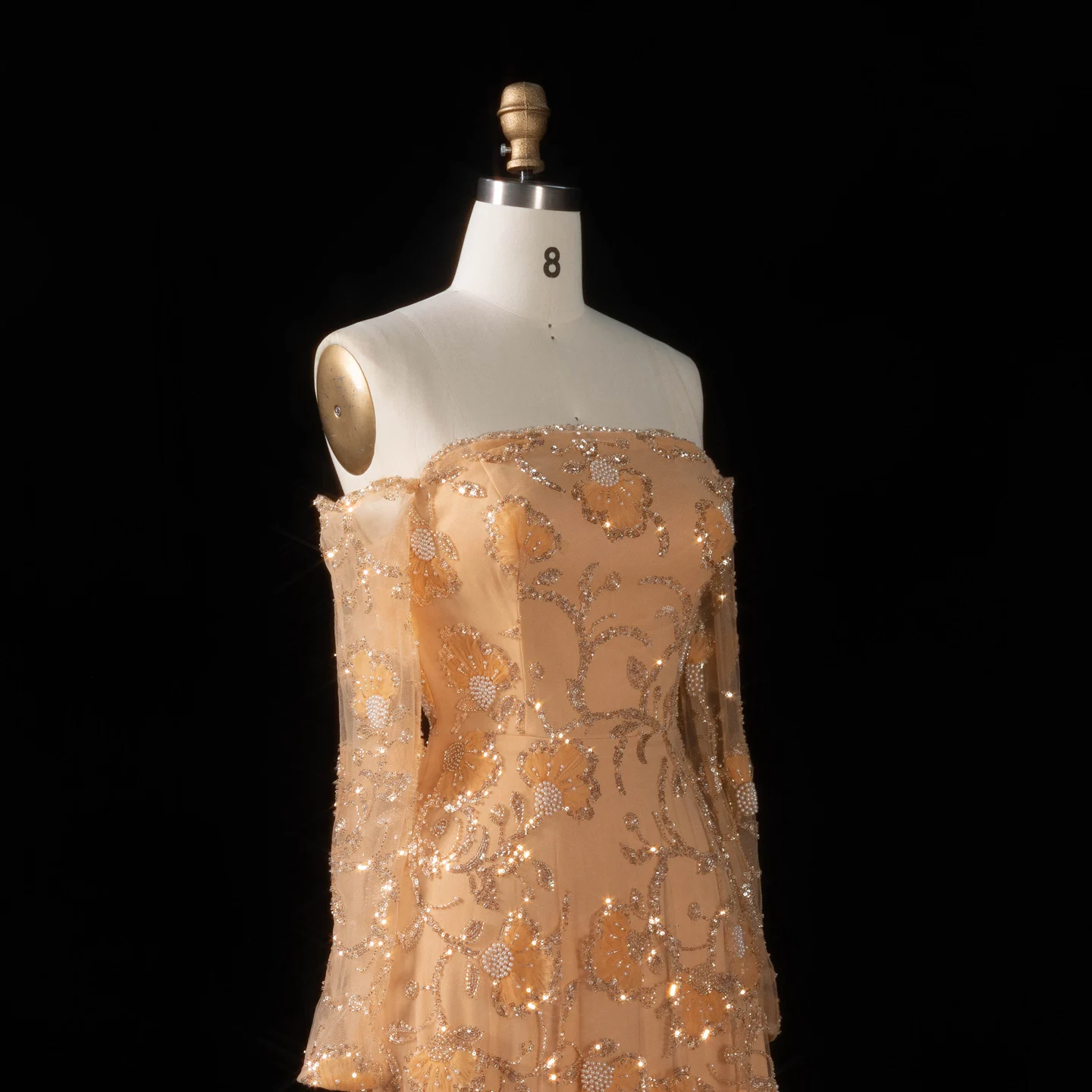 Sharon Said Rosa Elegantes Schulterfreies Abendkleid mit Langen Ärmeln für Damen, Hochzeit, Perlenbesetztes Formelles Ballkleid, SS638 Maßanfertigung – Detail 25