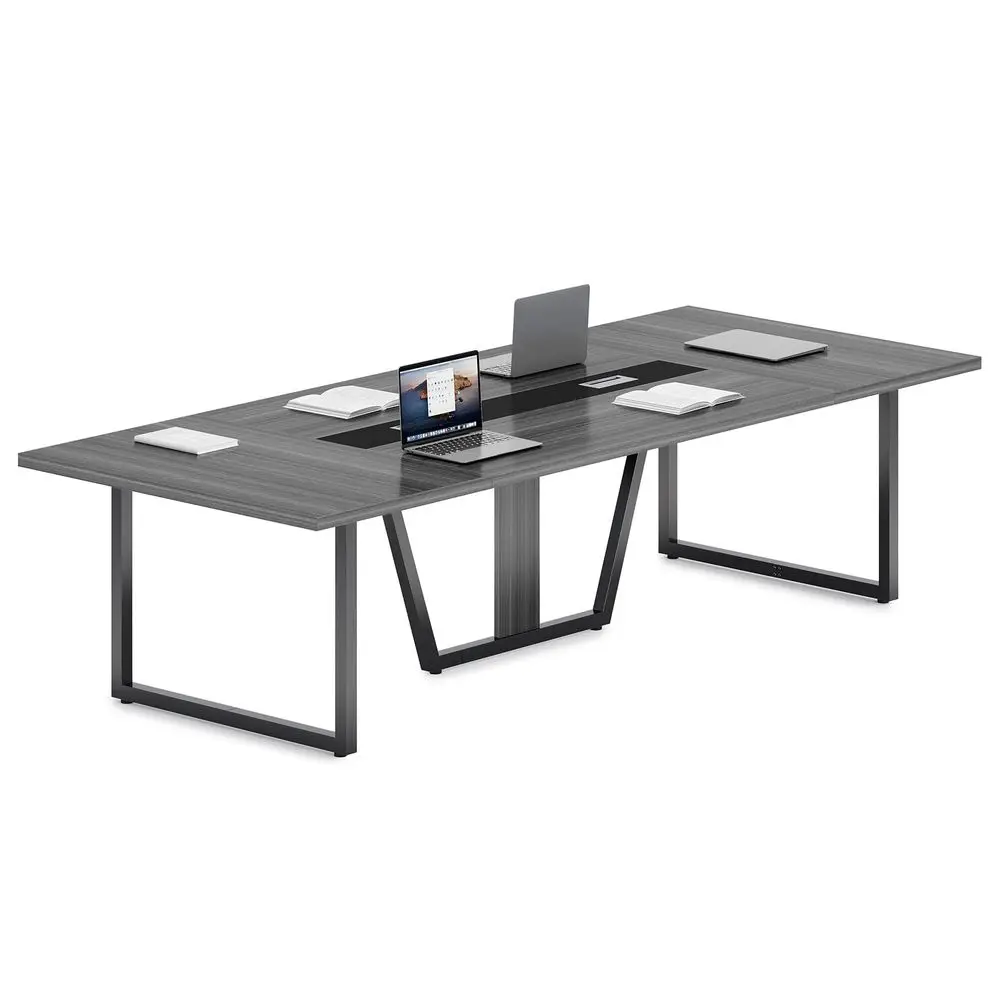 

8FT Conference Table for 10 People, Large Meeting Table, Modern Wooden Conference Room Tables with Cable Management, Business S