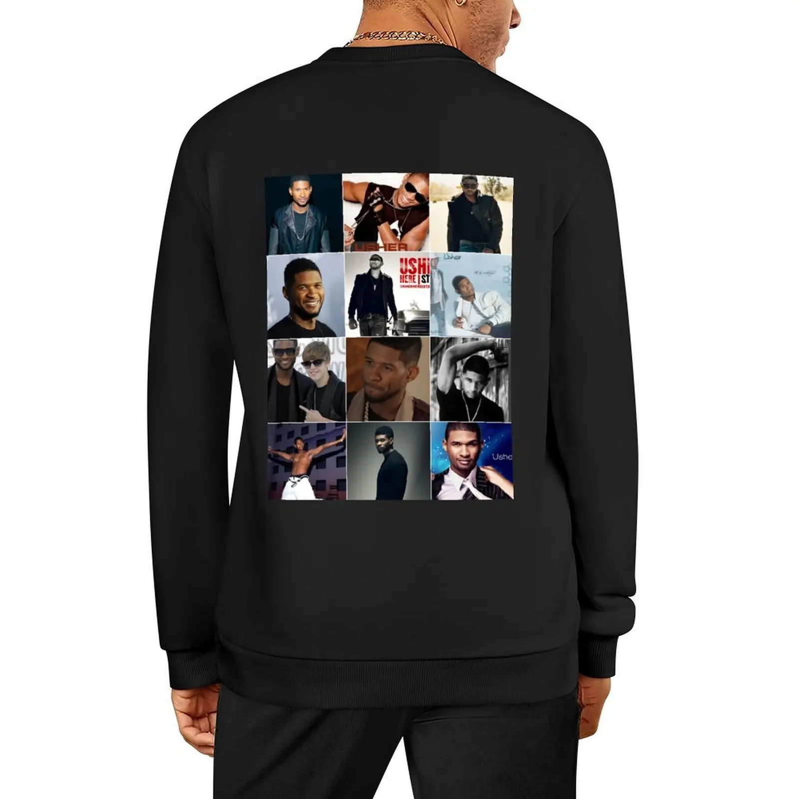 

Usher Singer Photo Collage Pullover korean clothes autumn clothes fashion men men's clothes oversize sweatshirt