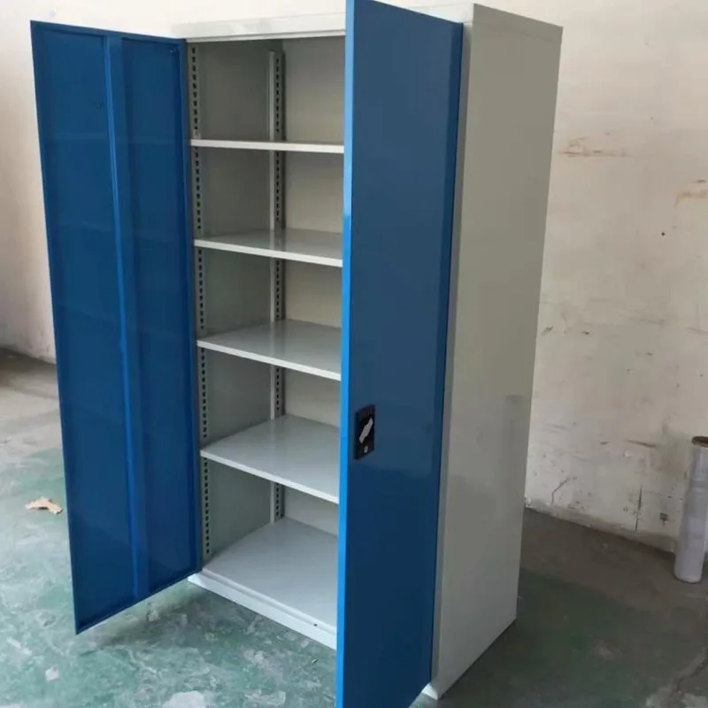 Double Door Storage Cabinet Metal Four Layer Shelf Multifunctional Heavy Duty Workshop Tool Locker For Hardware Equipment Unit
