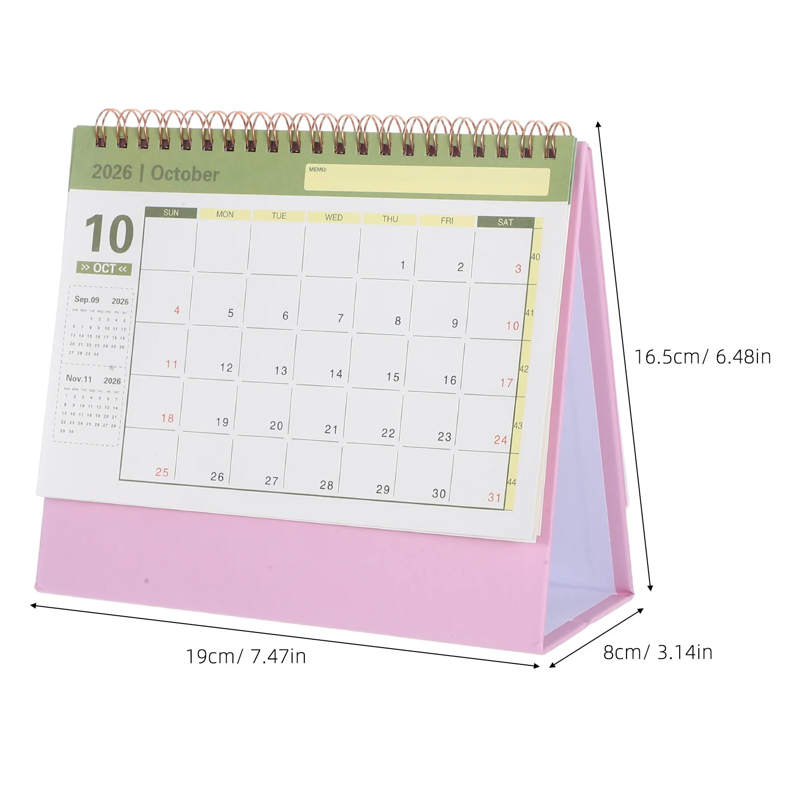 Маленький настольный календарь на 2026 год. Минималистичный компактный складной флип-органайзер с ежемесячным расписанием. Маленький настольный календарь.
