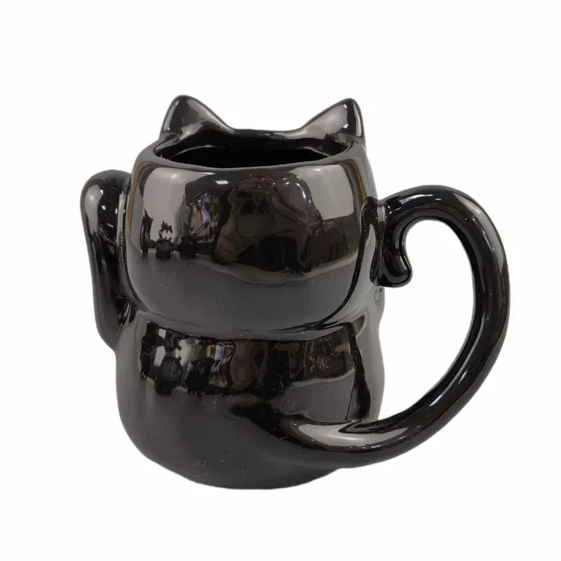 Strict Selection of Black Cartoon Lucky Cat Cup Creative Cute Ceramic Cup Halloween Ghost Festival Gift