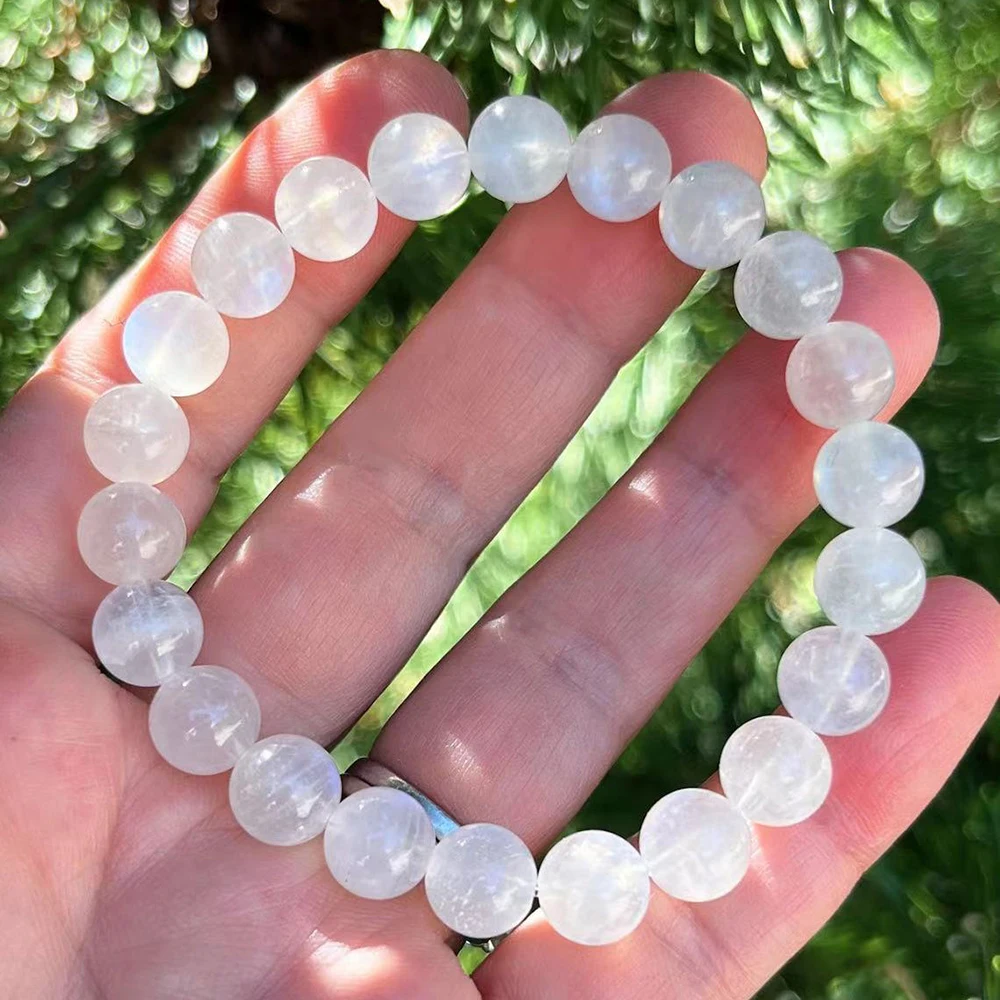 Ruberthen 8 MM Natural AAA Grade Rainbow Moonstone Bracelet Womens Beaded Gemstone Energy Healing Crystals Jewelry