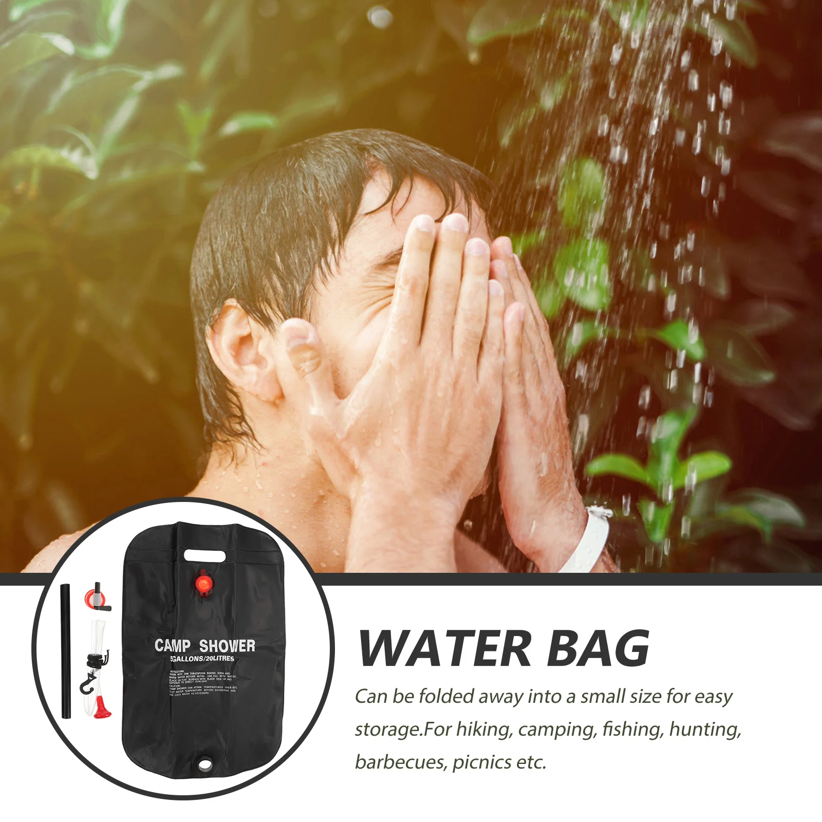 

Portable Solar Shower Bag Hot Water Bag Camping Hiking Shower Bag PVC Outdoor Travel Water Bag
