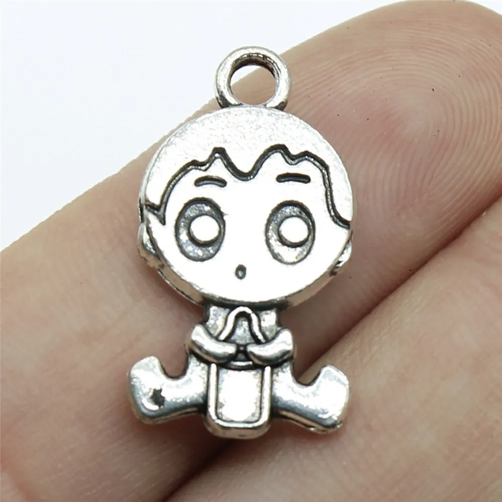 WYSIWYG 10pcs 24x13mm Antique Silver Color Double Sided Baby Boy Charms Pendant For DIY Jewelry Making Jewelry Craft Findings