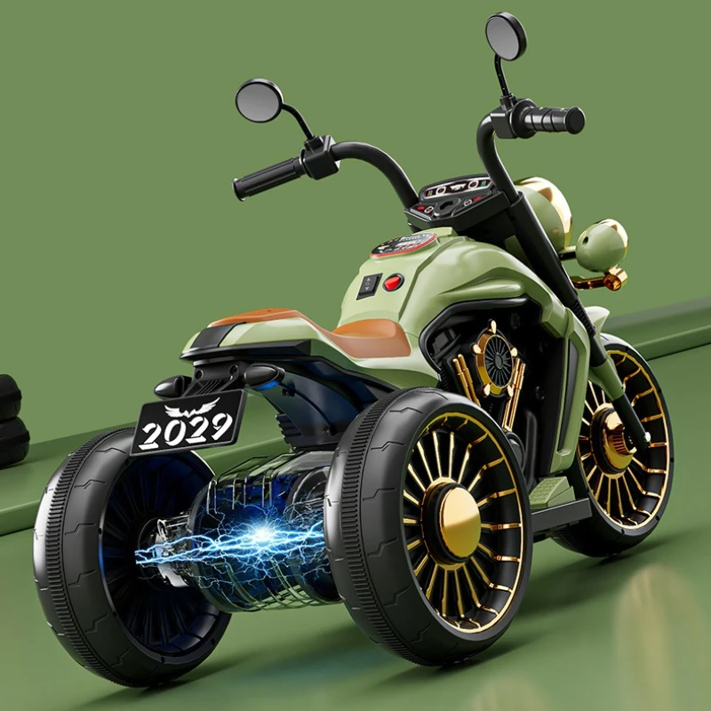 Motocicletta elettrica per bambini Giro a tre ruote su giocattolo Luci musicali con telecomando Batteria ricaricabile Design stabile anti-punta