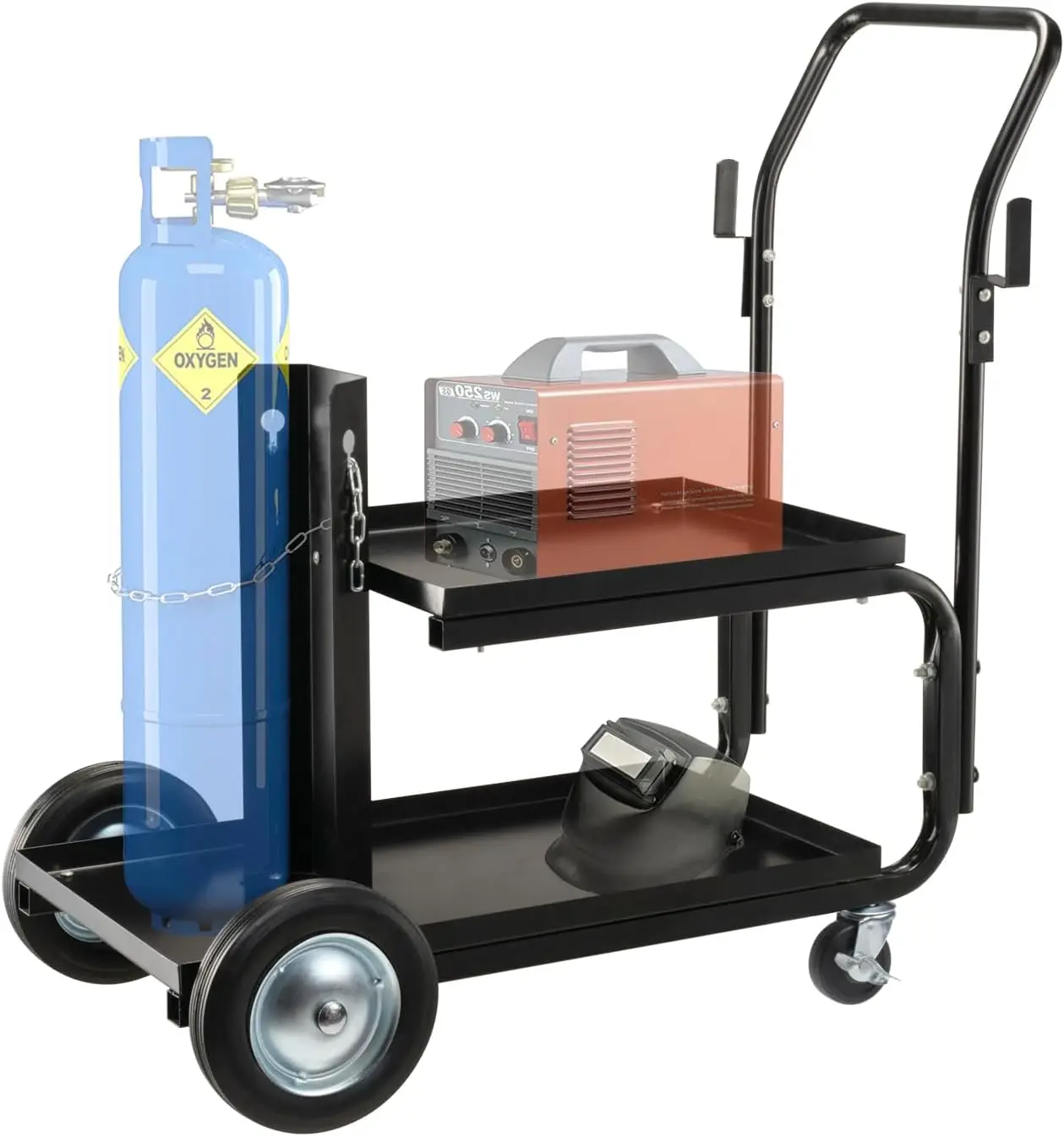 

Welding Cart, MIG TIG ARC, Galvanized Casters, 175lbs Capacity, Portable Welding Tank Cart with Cylinder Rack