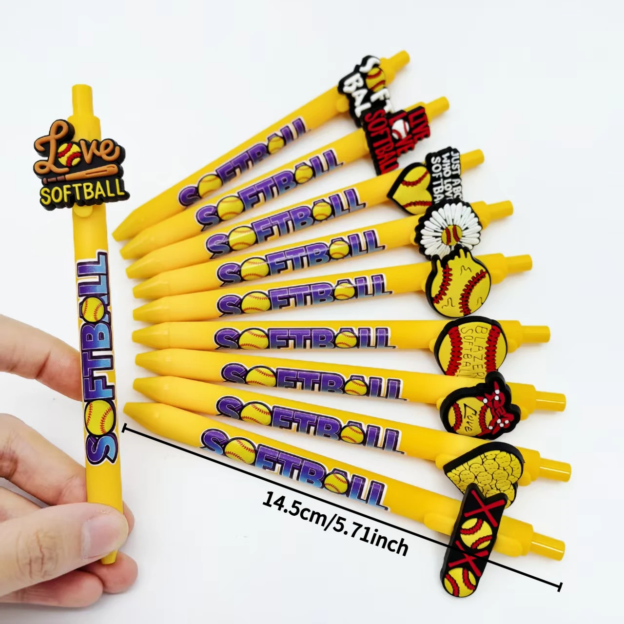 Penna a sfera da baseball da 6 pezzi/14 pezzi, penna per scrivere con pressa a sfera sportiva appassionata, cancelleria regalo per sport da baseball