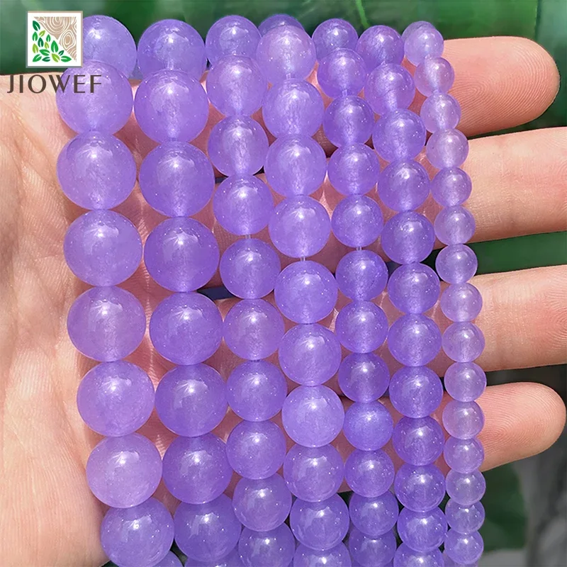 Natural Purple Chalcedony Loose Spacer Beads DIY for Jewelry Making Bracelets Earrings Accessories 4/6/8/10/12/14mm 15