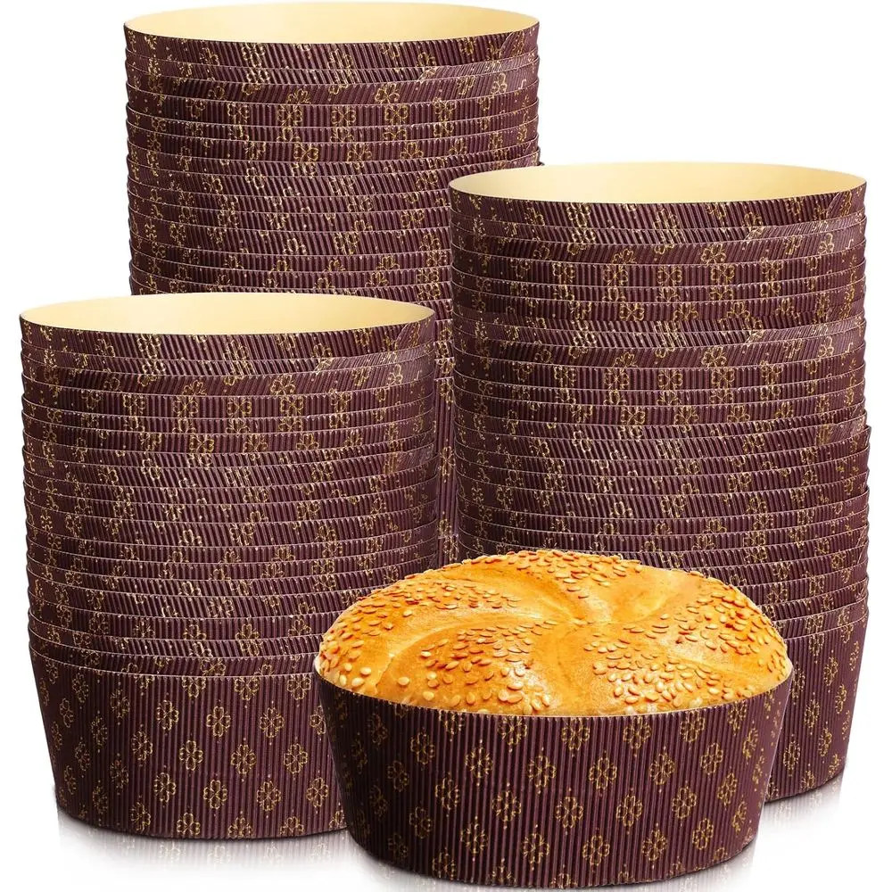 

50 Pack Heat-Resistant Disposable Panettone Molds, 6x2.4-Inch, for Baking, Microwave, and Freezer Use