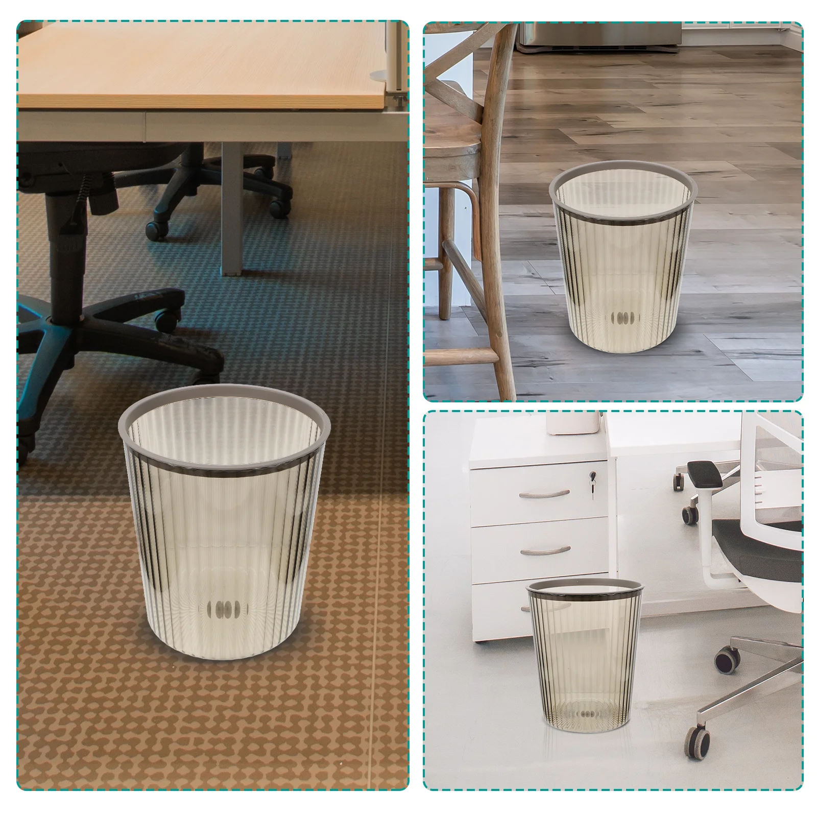 

Rubbish Bin Large Capacity Ring-pressing Basket Trash for Bedroom Waste Paper Wastebasket Bathroom Can Dust Grey Office
