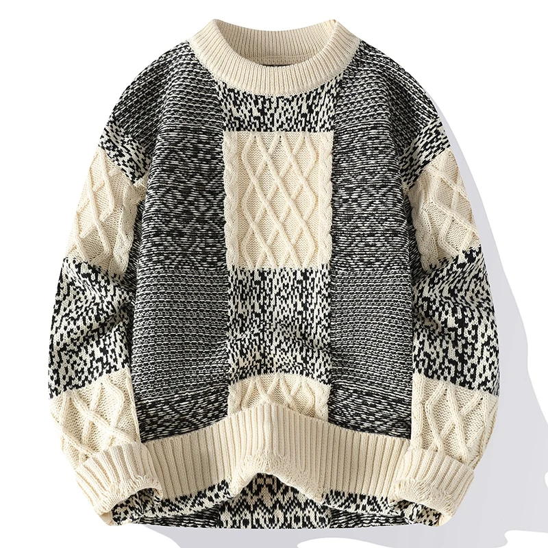 

2023 New Winter Thick Warm Pull Homme High End Fashion Pullover Man Casual Mens Sweaters Long Sleeve O-Neck Sweater Men Tops
