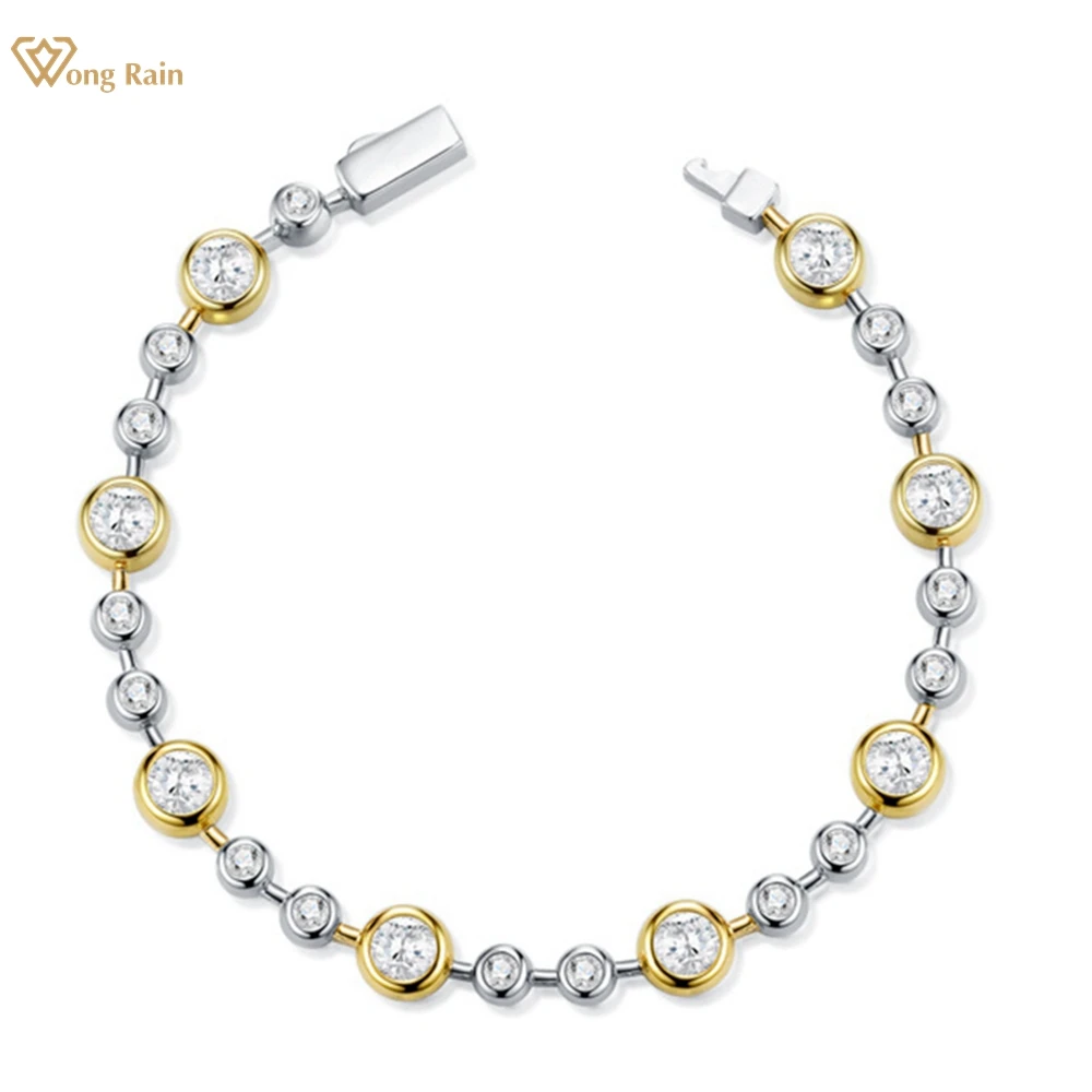 

Wong Rain Personality 925 Sterling Silver 3EX VVS1 D Color 5 MM Diamond Gems Real Moissanite Bracelets Bangle Fine Jewelry GRA