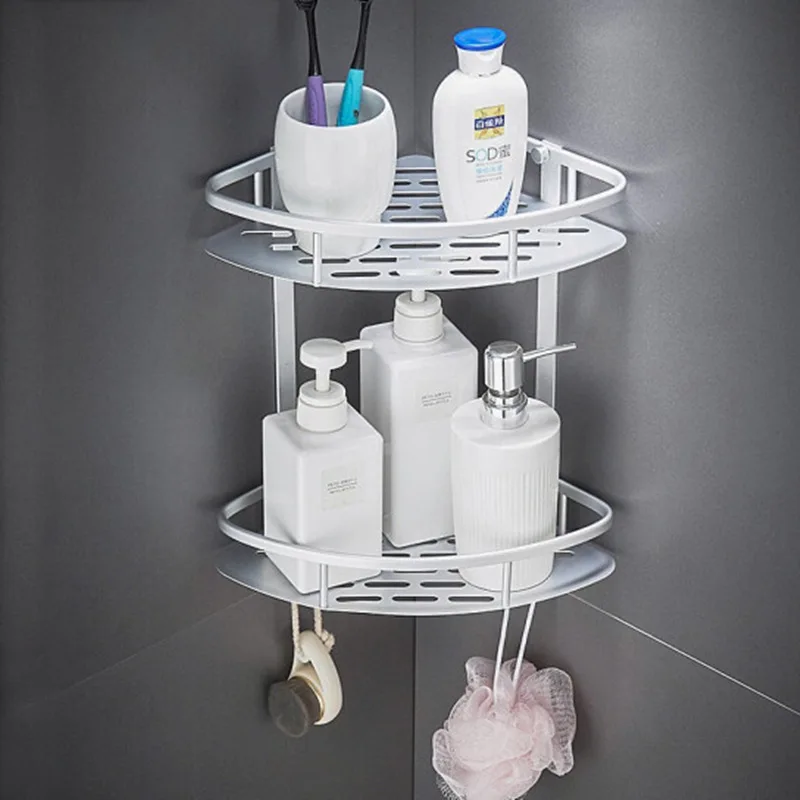 Bathroom Shelves No-drill Corner Shelf Shower Storage Rack Holder Toilet Organizer Bathtub Rack with Hook Bathroom Accessories