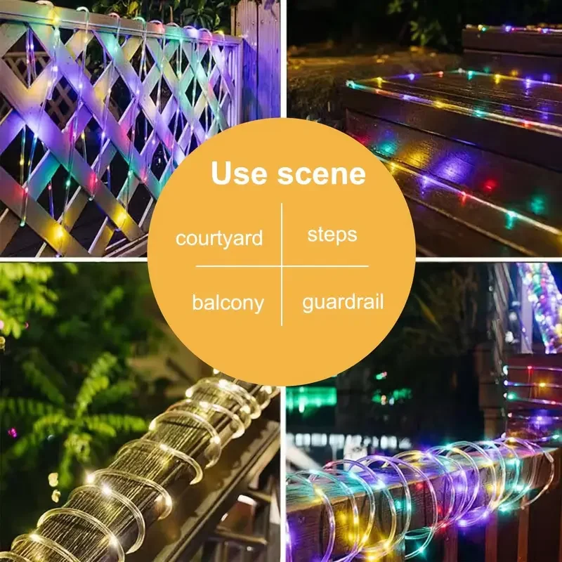 200 LED Rope Light Waterproof Outdoor Powered Fairy Lights 8 Mode Garden Yard Holiday Tree Decor Light