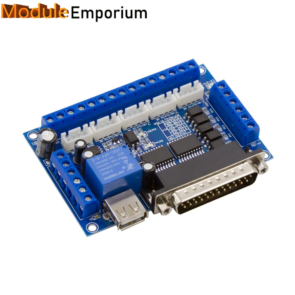 5 Axis CNC Interface Adapter Breakout Board For Stepper Motor Driver Mach3 + USB Cable,mach3 CNC controller with Light Coupling