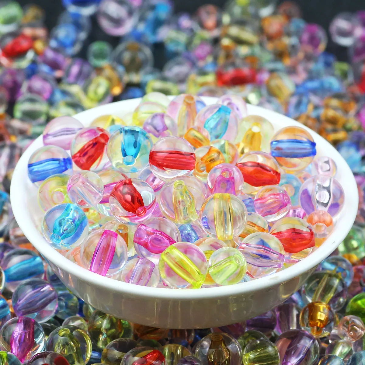 6/8/10mm Colorful Sandwich Acrylic Balls Bead Glass Loose Round Spacer Beads For Jewelry Bracelet Earrings DIY Accessories