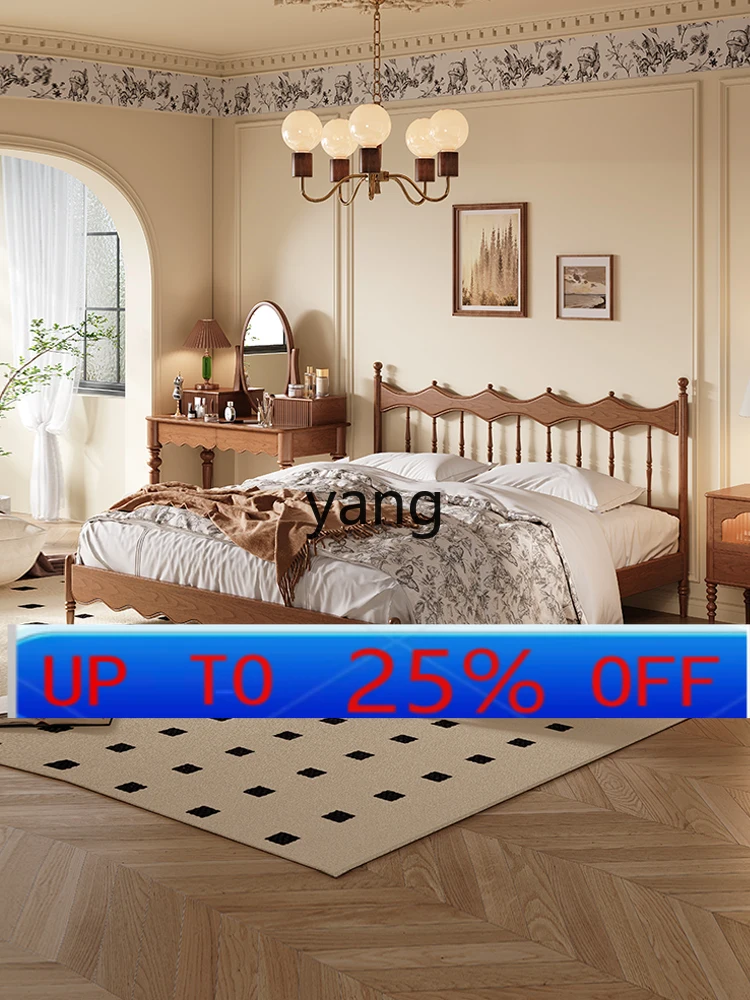 

LMM French retro full solid wood bed master bedroom simple modern small apartment soft bag American style